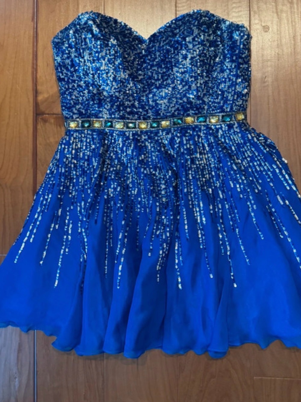Sherri Hill Royal Blue Sequin Fit-and-Flare Party Dress
